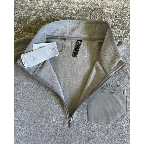 Adidas Mens XL Tall Gray Jacket 1/4 Zipper Terrycloth Mid weight NWT N7 - Picture 6 of 10